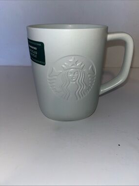 Starbucks White Embossed Logo Ceramic Mug